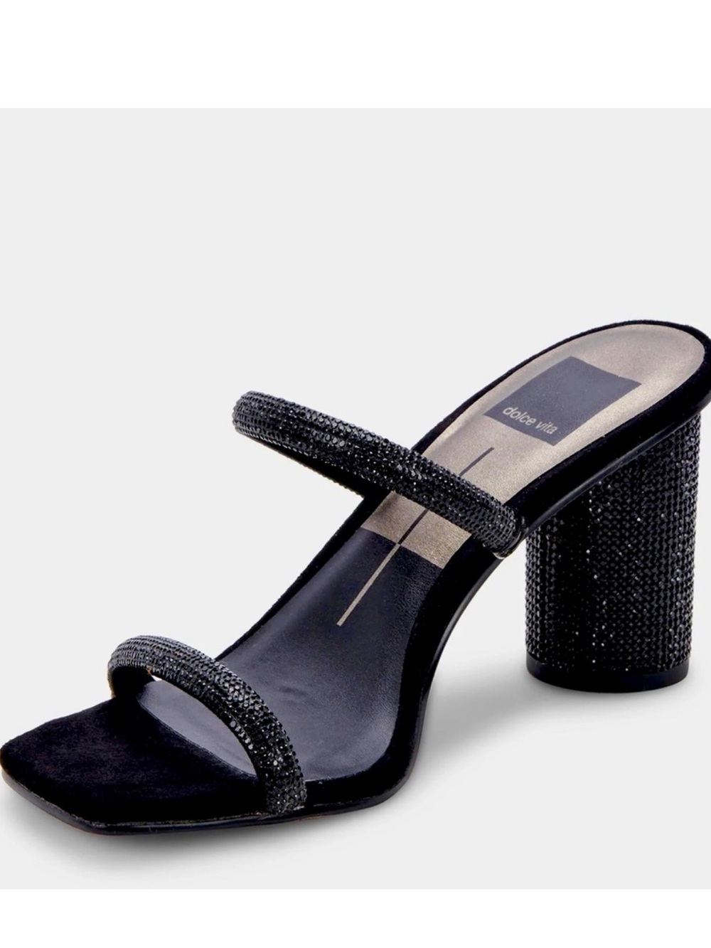 Dolce Vita Noles Embellished Slide Sandal in Black Rhinestone